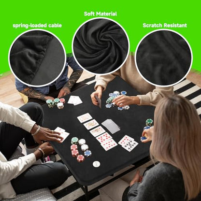 Homakover 34x34 Inch Square Elastic Tablecloth for Card Tables - Waterproof, Noise-Reducing Table Top Cover,Scratch Resistant and Soft Table Cloth for Dining, Card Games & Mahjong
