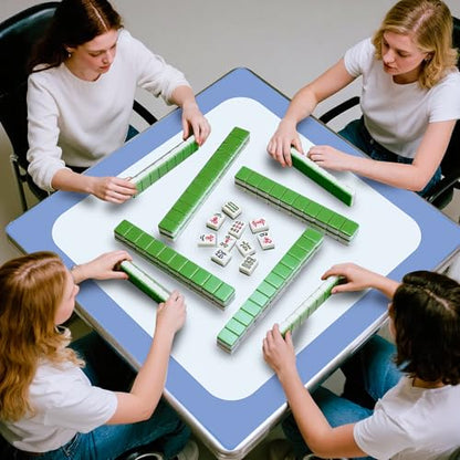 31.5 Inch Mahjong Mat for Table, 3MM Non-Slip & Noise Reduction Gaming Mat with Drawstring Bag, Perfect for Poker, Board Games, Card Games, Tile Games, and Dominoes (Salvia Blue-Light Steel Blue) - color: Salvia Blue-light Steel Blue
