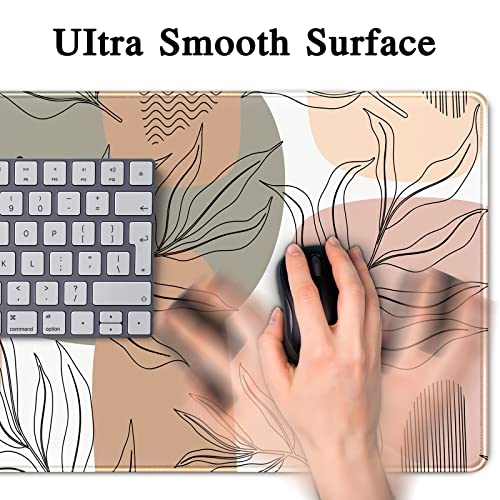 Boho Abstract Large Mouse Pad, Brown Grey Pink Aesthetic XL Mouse Pad, Gaming Mousepad XXL Long Keyboard Mat 31.5''X15.7'' Desk Accessories for Women Girls - color: A Pink Abstract