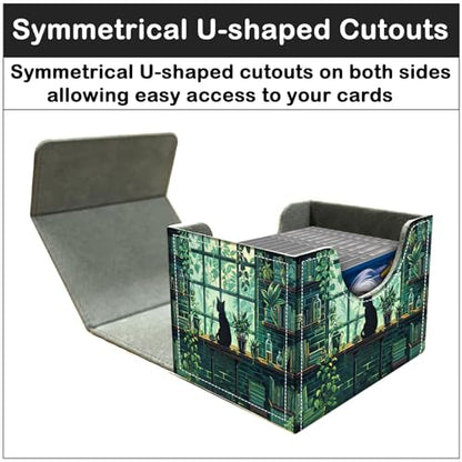 Card Deck Box for MTG Trading Cards with Magnetic Closure,Premium Card Storage Box Case Cover for TCG CCG Magic Cards,Rainy Night Cat - color: Rainy Night Cat