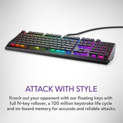 Alienware Low-Profile RGB Gaming Keyboard AW510K, AlienFx Per Key RGB LED Color Backlighting, Media CONTROLS & USB Passthrough, Cherry MX Low Profile Red Switches | USB, Numeric Keypad, Adjustable Height, Media Hot Keys, Dark Side of the Moon, Gaming Read