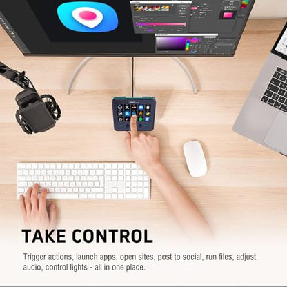 VSDINSIDE Macro Keypad, Stream Controller Deck Gaming Streaming Shortcut Keyboard, 18 Programmable Keys Customizable Visual AI Pad USB Soundboard for OBS, YouTube, Desk Office Setup, Laptop, PC, Mac - size: ST