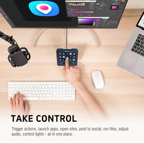 VSDINSIDE Macro Keypad, Stream Controller Deck Gaming Streaming Shortcut Keyboard, 18 Programmable Keys Customizable Visual AI Pad USB Soundboard for OBS, YouTube, Desk Office Setup, Laptop, PC, Mac - size: S