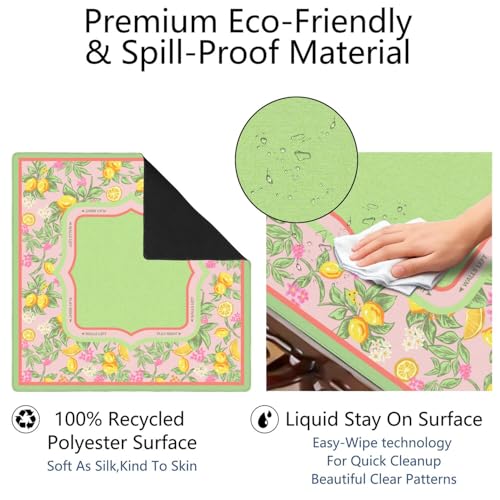 Green Mahjong Mat for Table, 31.5 * 31.5in Anti Slip Mahjong Table Cloth, Noise Reduction, Neoprene Mah jongg Mat with Carrying Bag & 3 Dices, Poker Board Tile Games Mats, Lemon Tree - color: Lemon03