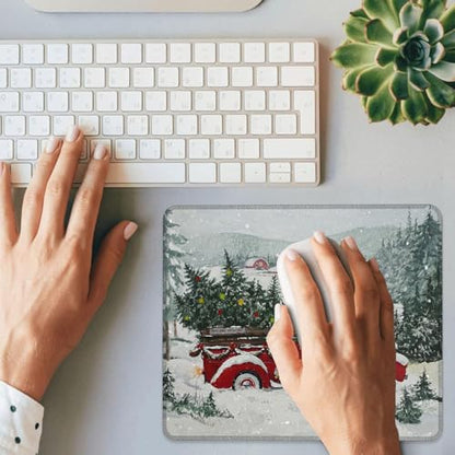 Merry Chrismas Mouse Pad Square MousePads Non-Slip Rubber Base Mouse Mat Desk Pad with Stitched Edge for Desk Computers Laptop Office, 9.5x8 Inches - color: Joyful Celebrations 03