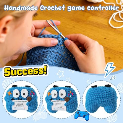 Positive Crochet Controller Gifts for Gamer Boyfriend, Retro Gamer Gifts for Men Teenage Boys, Handmade Gamer Game Controller Doll for Teen Girls Boys Christmas, Emotional Support Crochet Decor