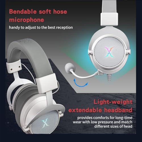 FOXXRAY HAU-37 USB Gaming Headset for PC, Computer Headphones with Microphone, 7.1 Surround Sound, 50MM Dynamic Drivers, RGB Light, Wired Headphones for PS4, PS5, Laptop - color: Black