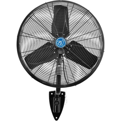 Continental Dynamics 24" Diameter Premium Wall Mount Fan, 9400 CFM, 120V | Totally Enclosed Air Over Motor, 2 Speed, 1/2 HP, Black, Indoor Industrial Fan
