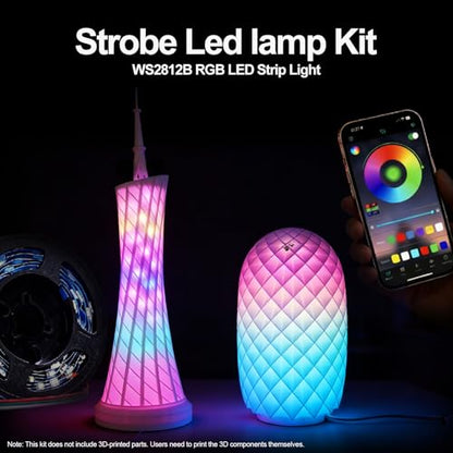 2Pack Strobe LED Lamp Kit 001 for Bambu Lab, Iridescent RGB Smart 3D Print LED Strip Light Kit, Bundle-ZH037 1M/3.28FT 3D Printing Lamp Accessories, 60 LEDs Models Lamp DIY, 16 Milllion Colors - style: 2Pack