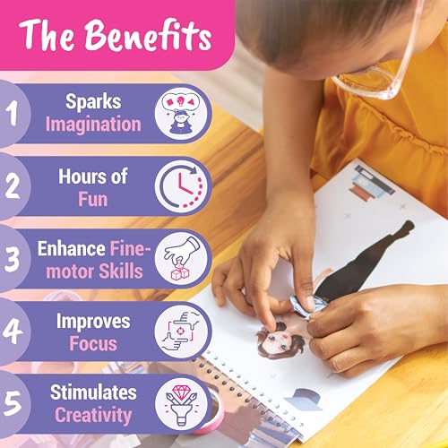 Sticker Dress Up Book for Girls Dream Career Job | Dream job career theme teaches kids ages 5 and up about fashion design, with 100+ stickers and step-by-step guides included. - color: Sticker Dress Up Dream Job