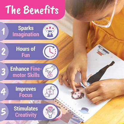 Sticker Dress Up Book for Girls Dream Career Job | Dream job career theme teaches kids ages 5 and up about fashion design, with 100+ stickers and step-by-step guides included. - color: Sticker Dress Up Dream Job