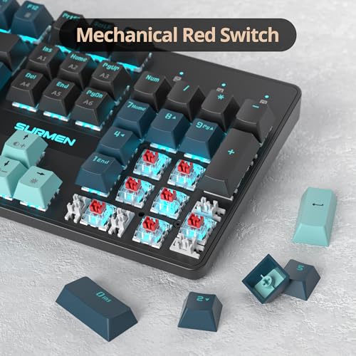 Full Size Mechanical Keyboard, Creamy Keyboard with Number Pad, 104 Keys Wired Gaming Keyboard with Red Switch, RGB Backlit for PC Laptop - color: Monster