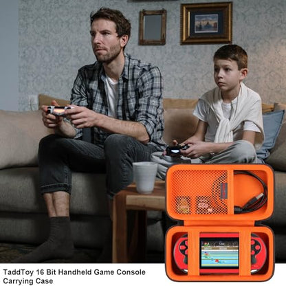 Elonbo Carrying Case for TEBIYOU/ WELLST·G/ TaddToy/ Beijue/ FAMILY POCKET/ CCTU/ X-JOYKIDS/ GREENCREEK/ Beico/ KAVOYI/ GuaiyeyeAP Handheld Game Console, Portable Electronic Gaming Player Bag, Black+ - color: Black+Inside Orange