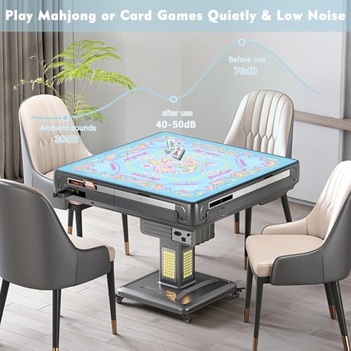 Floral Mahjong Mat with Rules for Table-31.5''x31.5'' Paisley Mandala American Mahjong Mat Anti-Slip Neoprene Rubber Noise Reducing,Foldable Travel Game Tablecloth for Poker Card Board Games Dominoes - color: Light Blue Mandala Flower