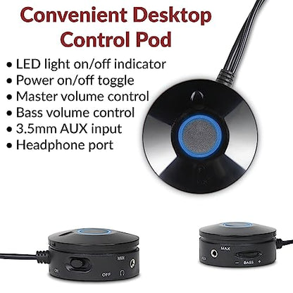 Cyber Acoustics CA-3908 2.1 Multimedia Speaker System with Subwoofer, 92 Watts Peak Power, Deep Bass, Perfect for Music, Movies, and Games on Desktops, Laptops, Consoles