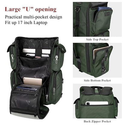 WITZMAN Travel Laptop Backpack for Men Convertible Carry on Bag 17 Inch | Carry on Airline Approved, Water-resistant Nylon, Large Capacity, For Weekend Getaway, Overnight Trip, 6695 Army Green - color: Standard Army Green