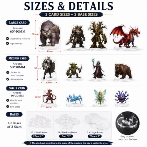 DND Miniatures Starter Set 173 Fantasy Figures for Tabletop Campaign | Acrylic flat minis with 40 bases for 1-inch grid battle maps, beginner DM gift with broad monster variety and sorted storage - style: 2d-stater-set