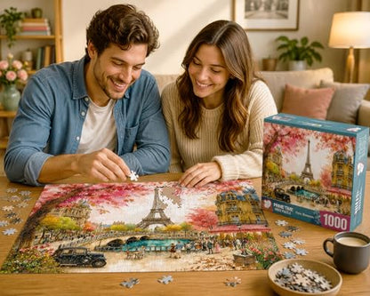 1000 Piece Jigsaw Puzzle for Adults - Paris Romance - Whimsical Eifel Tower Spring Scene - Challenging Puzzle Perfect for Game Nights - 1000 Piece for Adults. 20x27 inches - color: Paris Romance