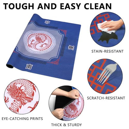 Mahjong Mat with Carrying Bag and 3 Dice, 31.5" X 31.5" Noise Reduction Mahjong Table Cover, Mahjong Lovers Gifts Non Slip Gaming Mat for Board Tile Games Poker Card Dominoes Party Weekly Game Nights - color: A04