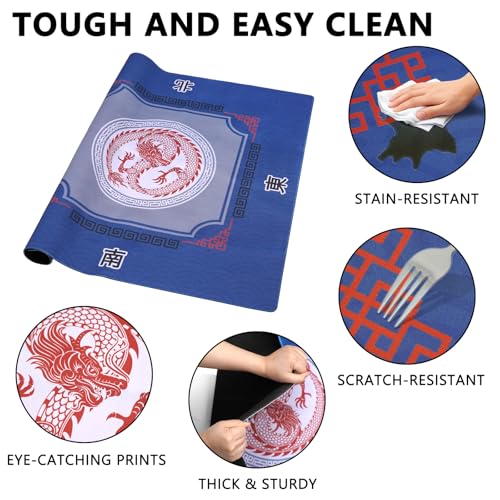 Mahjong Mat with Carrying Bag and 3 Dice, 31.5" X 31.5" Noise Reduction Mahjong Table Cover, Mahjong Lovers Gifts Non Slip Gaming Mat for Board Tile Games Poker Card Dominoes Party Weekly Game Nights - color: A04