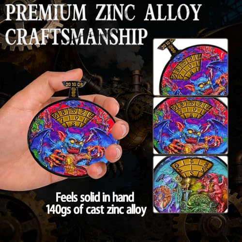 DND Dice Roller D4-D20 Metal Pocket Watch 3D Dragon Art Rainbow | All-in-one dnd spinner dice. metal pocket watch design.press to roll. zinc alloy metal. mtg ttrpg gifts - color: Dice Roller-rainbow