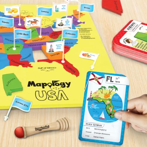 Imagimake Mapology - USA Map Puzzle with Flash Cards for Kids Ages 8+ | Educational Geography Toy, Learn 50 States with 750+ Facts of USA, Gift for Girls & Boys Ages 8,9,10,11,12 Years Old - style: USA Map with Flashcards