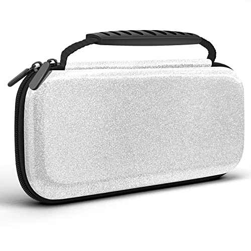 Homicozy Glitter Carrying Compatible with Nintendo Switch OLED & Switch Console, Silver Protective Hard Travel Shell Pouch for Nintendo Switch Console/Accessories, Gaming Case for Girls - color: Silver