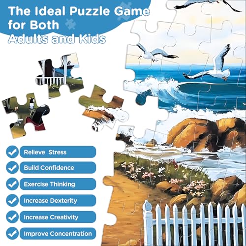 Jigsaw Puzzles for Adults 500 Pieces, Seagull Carriage Thick Cardboard Adult Puzzles, Challenging Yet Relaxing Adult Puzzles 500 Pieces, Glossy Sturdy Vibrant Puzzle Great Gift for Family Friends - style: Seagull