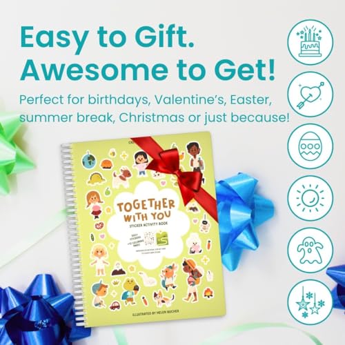 Together with You 500+ Sticker Book by Cupkin Fun Toddler Travel Activity Coloring and Sticker Book, Road Trip Essentials, 12 Coloring Pages 12 Side by Side Scenes for Ages 2–8 Years - color: Together With You