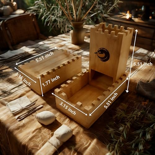 Bamboo Dice Tower, DND Dice Roller, Foldable Die Roller Castle | Magnetic Dice Tower for Dungeons and Dragons, Board Game, D&D Tabletop Game and RPG Games - style: Tower