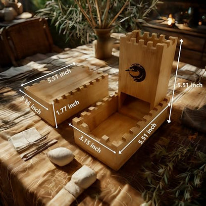 Bamboo Dice Tower, DND Dice Roller, Foldable Die Roller Castle | Magnetic Dice Tower for Dungeons and Dragons, Board Game, D&D Tabletop Game and RPG Games - style: Tower
