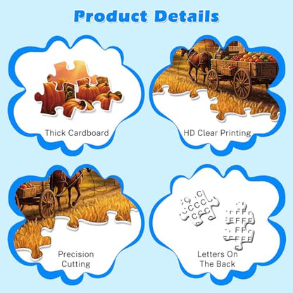 4 Packs 100 Piece Puzzle, Beach Harvest Winter Campfire 100 Piece Puzzles for Adults Seniors, Nature Landscape Large Piece Jigsaw Puzzles 100 Pieces for Seniors Adults Family Game Gifts (15x10 in)