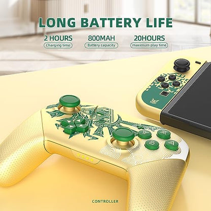 Switch Pro Controller, Wireless Switch Controllers with Carrying Storage Case, Upgraded Gamepad Switch Remote Replacement for Switch Controller Support NFC/Dual Vibration/Screenshot/Wake-up Function - color: Gold