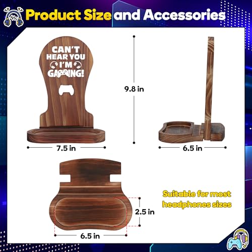 Slothoem - Gamer Gifts for Teenage Boy, Son, Boyfriend, Husband, Gamer Room Decor for Man, Teen Boy Gaming Accessories, Wooden Gaming Headset Stand