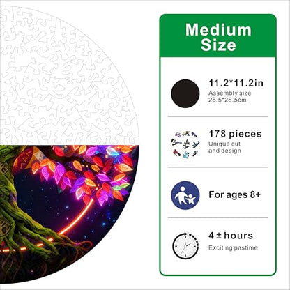 Hartmaze Tree of Life Wooden Puzzle, 178 Intricate Irregular Pieces, 11.2x11.2 Inch, Exquisite Wooden Gift Box – Symbolic Nature Art Jigsaw for Adults & Kids 8+ - color: Tree of Life
