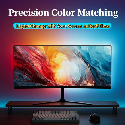 Upgraded 32-Inch Monitor Backlight, Unibody LED Strip with 45° Upward Glow & Dual USB Power, Smart Ambient PC Lighting with Screen Sync - color: For 32 inch PC