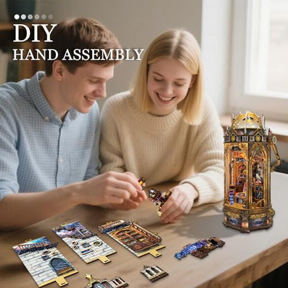 3D Wooden Puzzles for Adults 3D Puzzles Model kit Stress-Relief Toy with Mechanical Rotation Bookshelf Ideal Gift for Adults and Teens- The Lantern of Gaiaxy - color: The Lantern of Gaiaxy