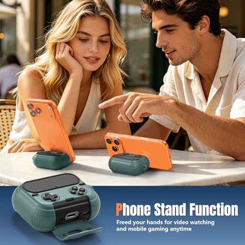 Getino Retro Game Case for AirPods Pro 3 | Game Console Design Protective Cover with Foldable Stand, Secure Lock Anti-Drop Shockproof PC+TPU Case, Keychain & Cleaning Kit for Men & Boys, Pine Green - color: Pine Green