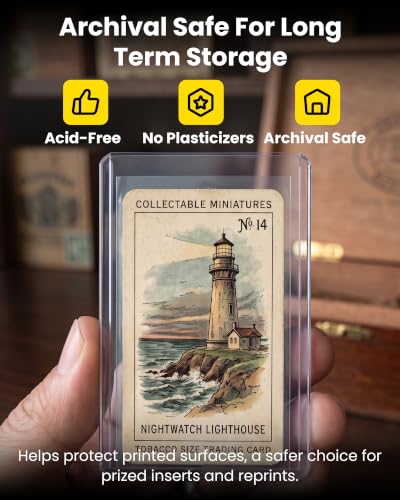 Tobacco Toploaders 25 Pack, 1.65 x 2.87 in | 35PT Hard Plastic Card Sleeves for T205 T206 Vintage Cigarette Cards & Mini Baseball Cards, Rigid PVC Top Loaders, Blue Tint
