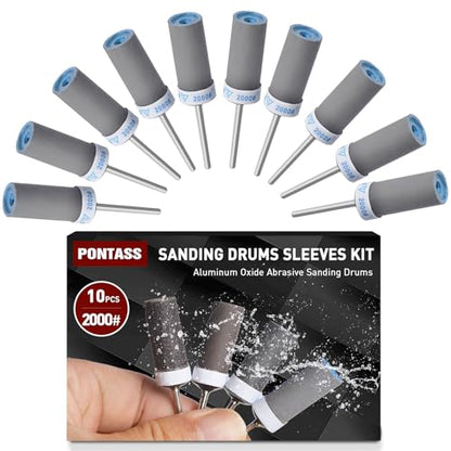2000 Grit Sanding Drums Sandpaper Sticks Set for Dremel Rotary Tool with 1/8" Shank,10 Pcs Sanding Drums Accessories Dry/Wet Abrasive Cylinders for Wood/Metal Rust Removal/Jade Polishing - size: 2000 Grits