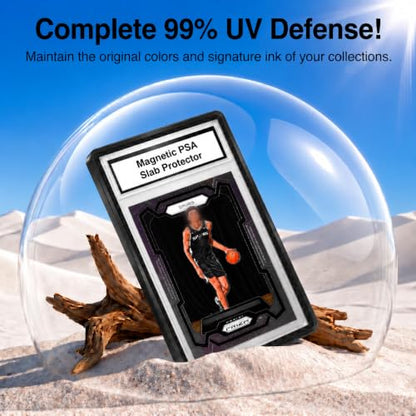 PSA Slab Case with 9-Point Secure Lock, Aluminum Alloy Graded Card Case, Magnetic UV Protection Slab Protector Fits 35PT PSA, CGC, CSG Cards, Professional Display Frame for Sports Cards (Black) - color: Black