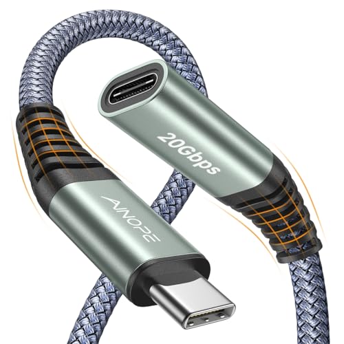 AINOPE USB C Extension Cable, 20Gbps/USB3.2 Fast Transfer USB Type C Extender 240W Charging Compatible with iPhone 16 pro max/PSVR2/USB C Hub/MacBook Air M2 Pro/iPad/Magsafe Charger,10FT,Grey - color: Grey, size: 10FT