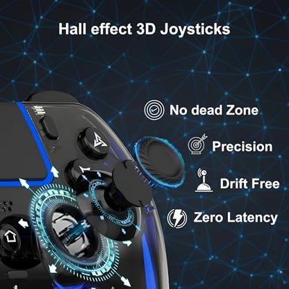VioraTech Wireless Controller for PS5 with Hall Effect Joysticks, RGB Lighting, Turbo & Macro Functions, Linear Triggers, 6-Axis Sensor, Dual Vibration, Touchpad, Speaker & 3.5mm Audio Jack – Compatible with PS5/Pro/Slim/Mac/Steam Deck/PC