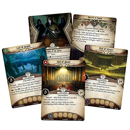 Arkham Horror The Card Game The Lair of Dagon Mythos Pack - Descend Into The Heart of Conspiracy! Cooperative Living Card Game, Ages 14+, 1-4 Players, 1-2 Hour Playtime, Made by Fantasy Flight Games - size: Mythos Pack, style: The Lair of Dagon