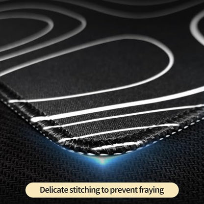 Bloss Large Gaming Mouse Pad Desk Mat, Mousepads with Anti-Slip Rubber Base, Extended Desk Pad, Mouse Mat-Black and White Topography (31.5 x 15.7 Inches, 2MM) - color: Topographic-no Wrist Rest, size: 31.5 in x 15.7 in x 0.08 in