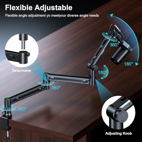 Microphone Arm,Aokeo AK-58i Desk Low Profile Mic Boom Arm Stand,Suitable For Blue Yeti,Snowball iCE,HyperX QuadCast,SoloCast,Elgato Wave,Etc - color: AK-58i (Black)