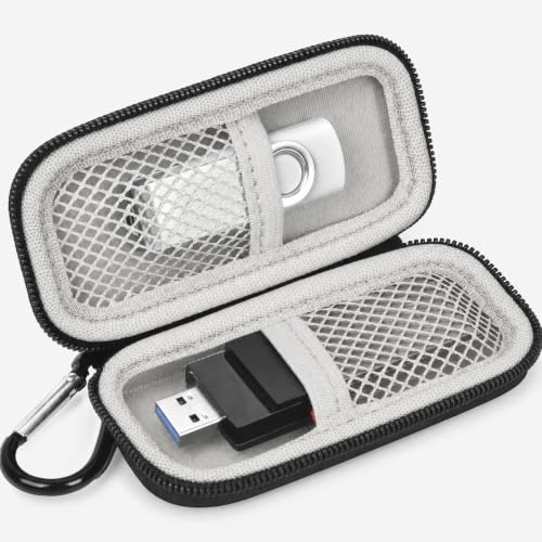 USB Flash Drive Case for SanDisk for Samsung, for SD/SDXC/SDHC Memory Cards | for Buffalo External 1.0TB Portable SSD, Mini Electronic Accessories Organizer, Office/Travel Use, Thumb Drive Bag Only - color: Black/Gray Lining