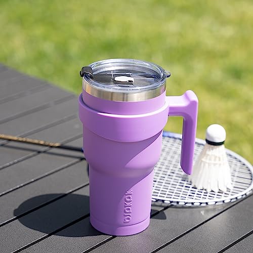 BJPKPK 10 oz Mini Tumbler with Lid, Straw & Handle, Insulated Steel Cup | Small, Spill Proof, Leak Proof, Thermal, Double Wall Vacuum, Sweatproof, Dishwasher Safe, BPA Free, Lavender - color: A-Lavender, size: 10 Ounces