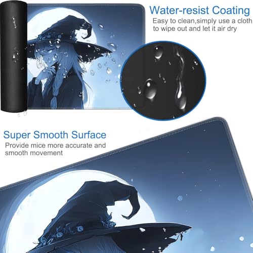 for MTG Game Playmat - 24 x 14 inches with Dices and Storage Bags, Non-Slip Base for TCG and Board Game Card Mats, Trading Card Games Mat, Night Witch Under The Moon Collectible Card Playmats - color: Jv-playmat-p7-1-g200