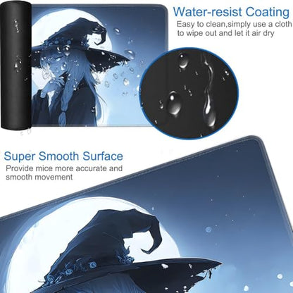 for MTG Game Playmat - 24 x 14 inches with Dices and Storage Bags, Non-Slip Base for TCG and Board Game Card Mats, Trading Card Games Mat, Night Witch Under The Moon Collectible Card Playmats - color: Jv-playmat-p7-1-g200